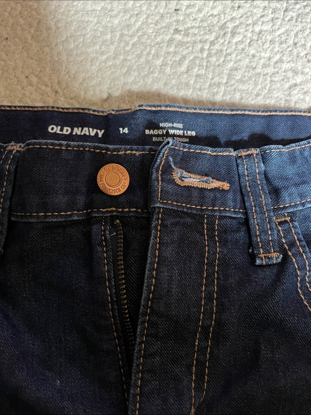 Old Navy girls Relaxed Baggy Wide Leg Jeans - Dark Blue